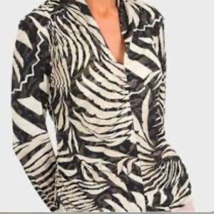 Joseph Ribkoff Black and Cream Animal Print Top